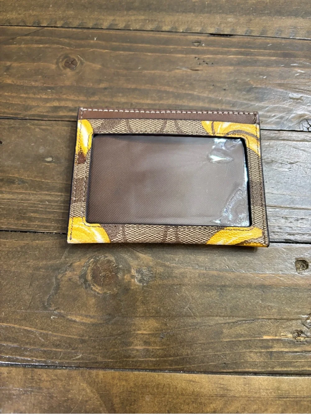 Coach Slim ID Card Case in Signature C and Banana Print